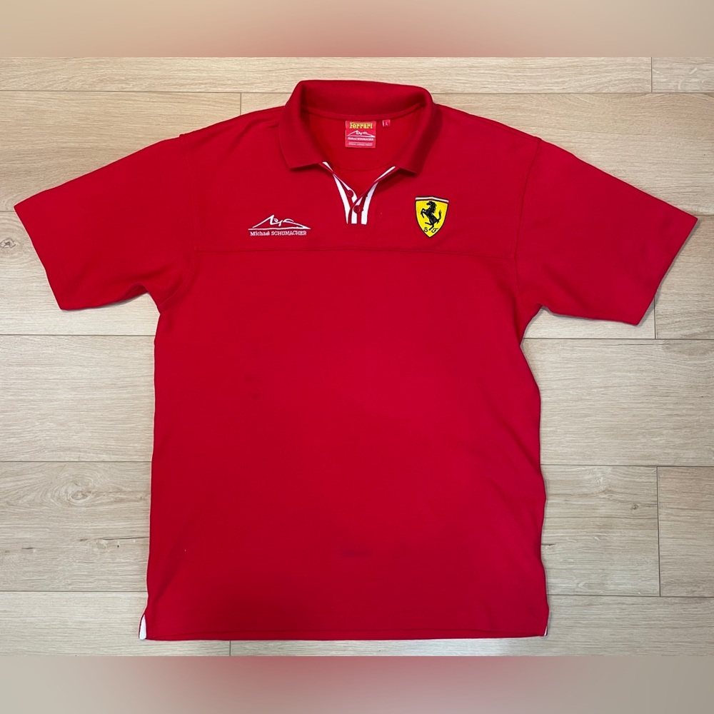 Ferrari Michael Schumacher F1 Formula 1 Licensed red polo shirt size L cotton